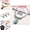 Ethnic Style Simulation Gemstone Decoration Women Necklace And Earring Set For Men And Women