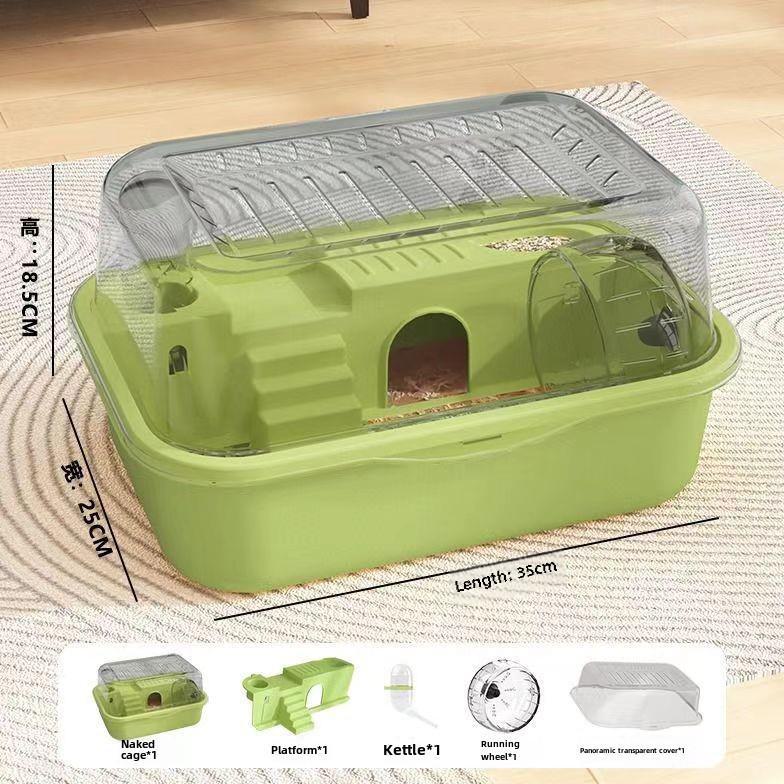 

«Просторная акриловая клетка для золотистого хомяка — роскошное место обитания для домашних животных» With Extra Large 12cm Running Wheel