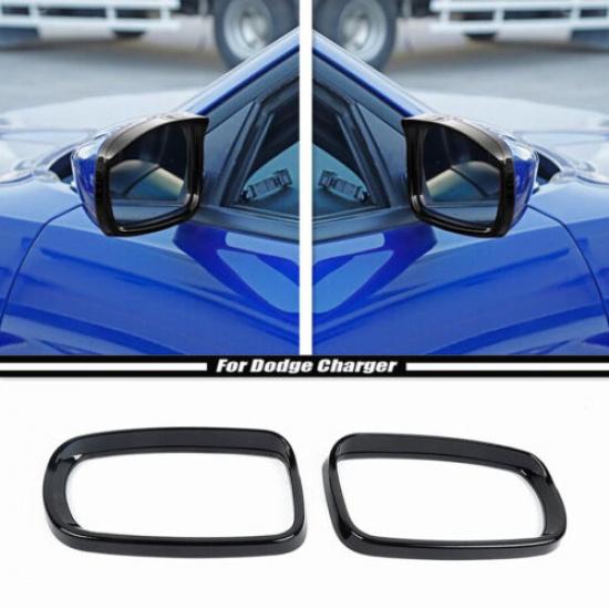 For 15-23 Dodge Charger Black Side View Mirror Rain Guard Eyebrow Cover Trim 2P