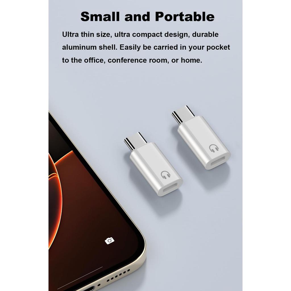 AreMe USB C to Lightning Headphone Audio Adapter, 2 Pack USB C Male to Lightning Female Earbuds Converter Support Line Control