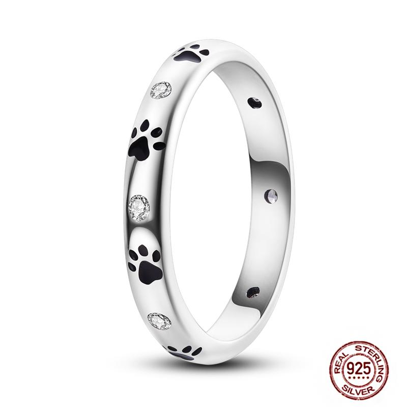 Shine Women koppar Fingerringar 925 Sterling Hjärta Krona Glöd Eldfluga Stjärna Sol Tusensköna Stapelbar Originalring Årsdag Zirkon