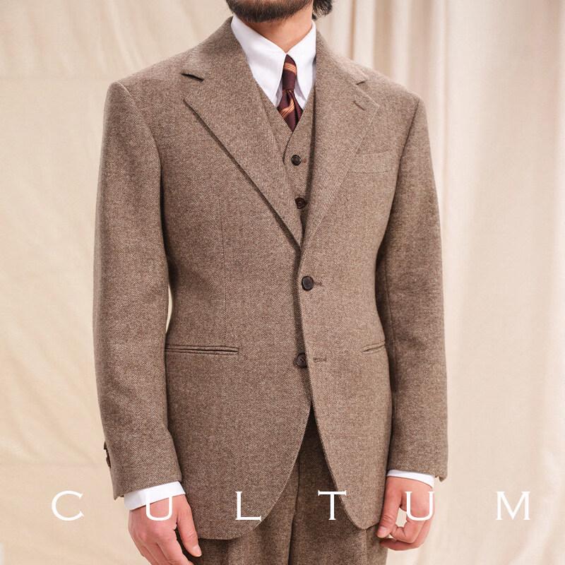 CULTUM Men's 50% Wool Herringbone Business Suit