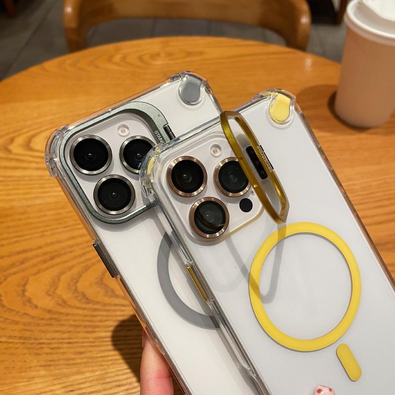 Magsafe Magnetic Lens Bracket Four Corner Anti Fall Acrylic Phone Case For iPhone 16 Pro Max 14 11 12 13 15 Pro Max Bumper Cover