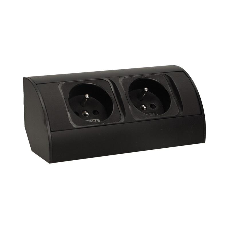 FURNITURE SOCKET 2X2P+Z BLACK - ON-AE-1303/B