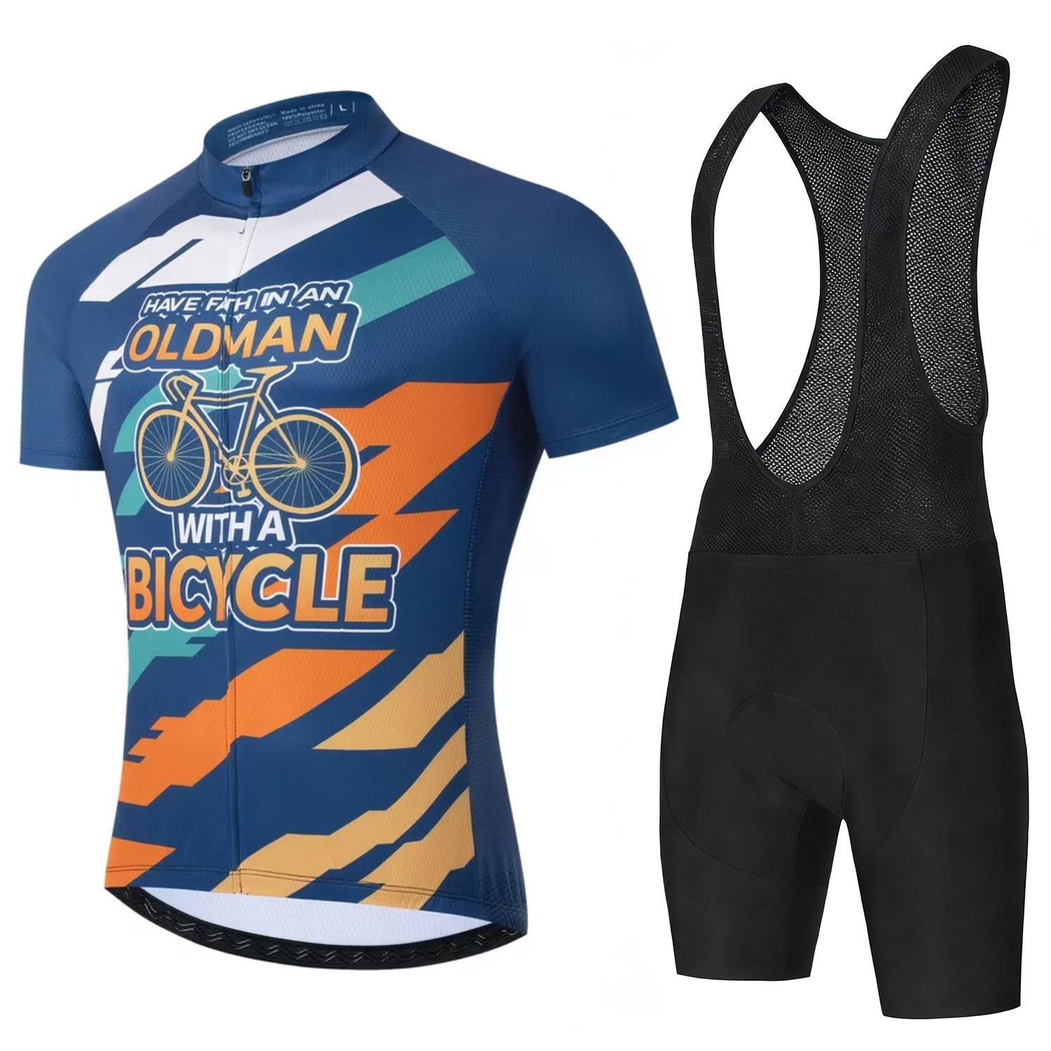 Men s Short-sleeved Road Bike Riding Suit Bicycle Riding Shorts, Quick-drying Breathable Strap Riding Suit 2026 Summer Breathable Riding Suit Set asian size - s