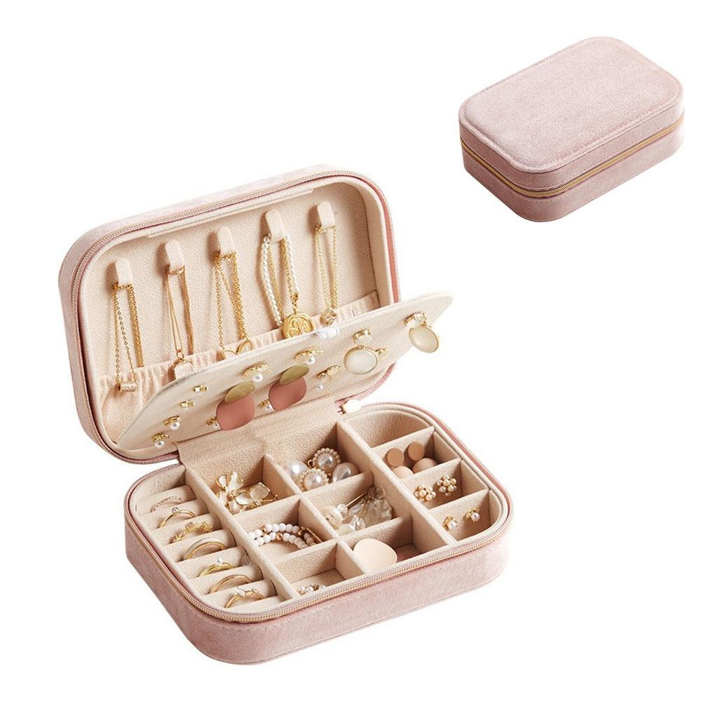 Rectangle Vintage Ring Case 2 Layer Jewelry Case Portable Velvet  Jewelry Box  Valentine