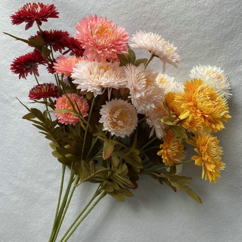 Realistic Silk Chrysanthemum Floral Stems For Banquet Hall Home Decoration