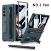 Bracket Leather Pen Slot Cover For Samsung Galaxy Z Fold 4 Case Hard Full Protection Cover With Front Film (No Pen )