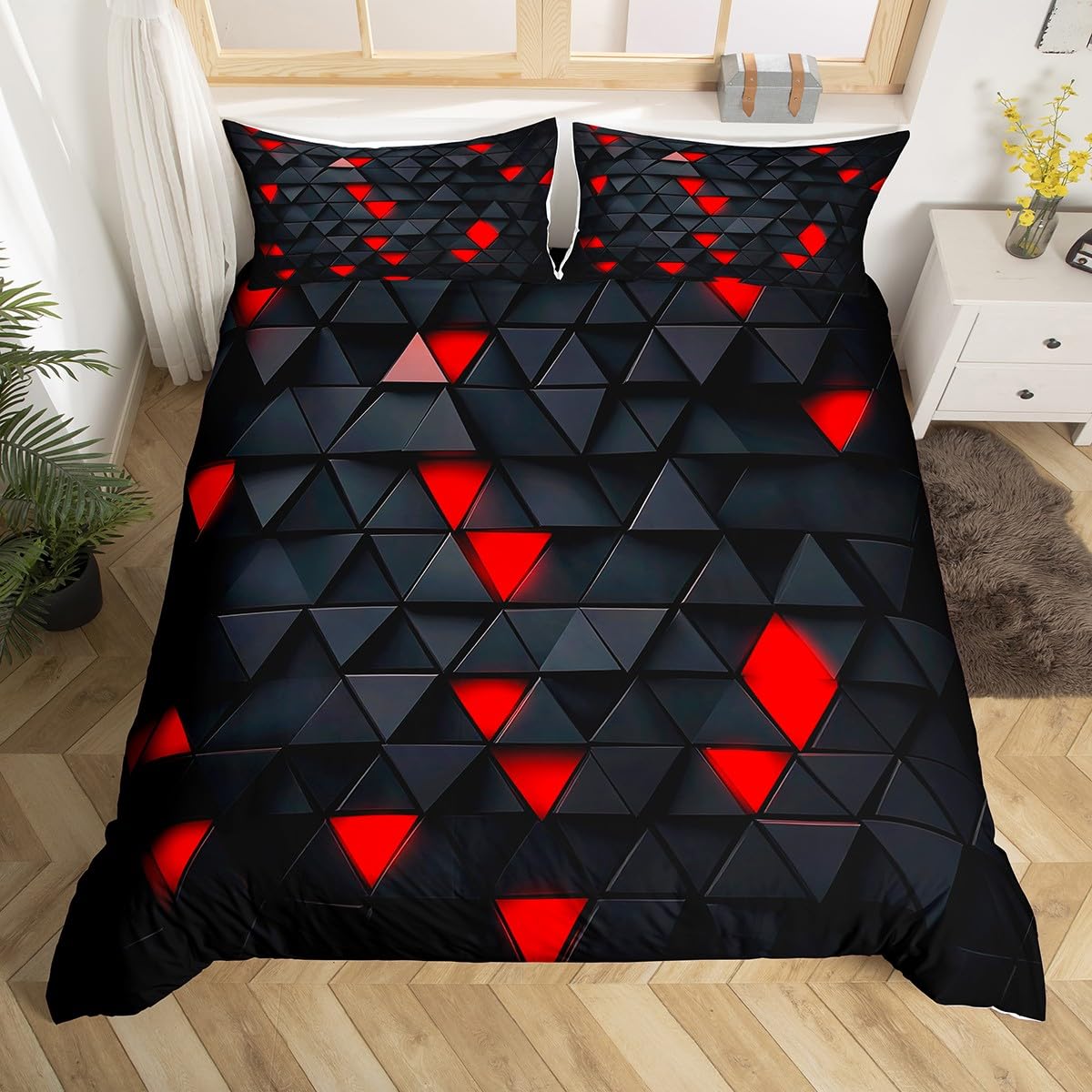 

Comforter Triangles For Teens Adults Lightweight With 2 Colorful Abstract Geometric Pattern Bedding Set Comforter (quilt)-EU Single(135*200cm)3pcs