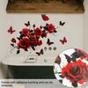 Valentine's Day Floral Wall Stickers, Rose Butterfly Decor, Living Room Bedroom Kids Room Holiday Background Wall Art
