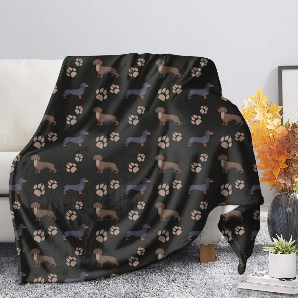 Dachshund Blanket Fluffy Soft Warm Sausage Dog Throw Blankets for Bed Sofa Lightweight Plush Sheet Bedspread Flannel Cozy Cover