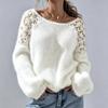 Women's Color Crewneck Pullover Sweater, Hand-Knit Knit Top for Fall Winter