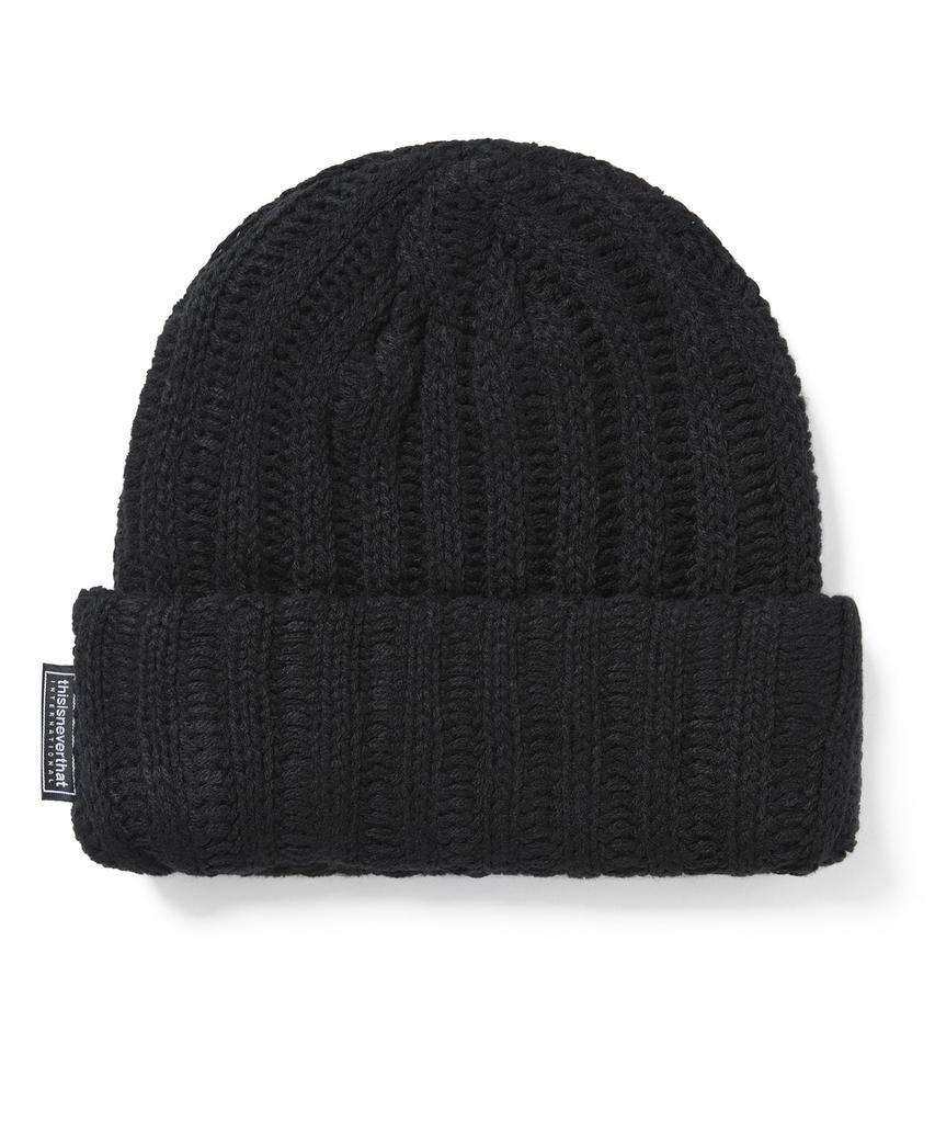 THISISNEVERTHAT Low Gauge Ribbed Beanie Black