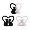 2Pcs Couple Cat Figurine, Black & White Cat Statue with Heart-Shaped Tail, Stable Base Decor for Bedroom Vanity Living Room, Romantic Gift for
