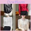 Satinseidenbluse für Damen mit Stehkragen und Taschen für Büro und Freizeit