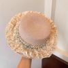 Womens Pearl Lace Straw Sun Hat With Wide Brim For Beach And Outdoor Summer Use