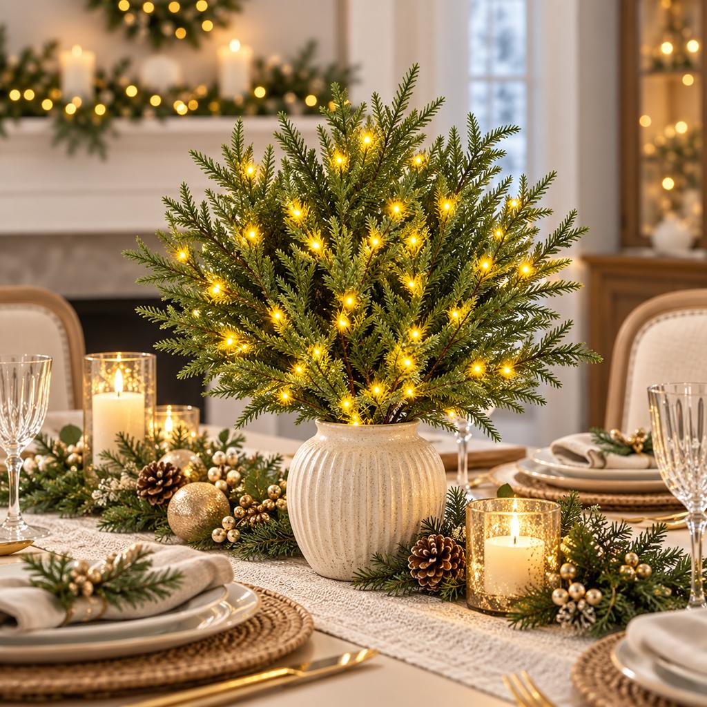 Artificial Christmas Tree Branches with Lights, Mixed for Holiday Home Decor