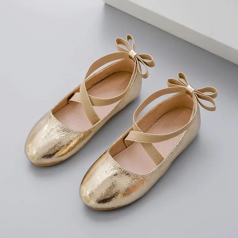 3 To 12 Gold Baby Girl Christmas Shoes Party Performance Ballet Flats Slip on Boat Shoes for Girls Dress Ballerinas Girl Shoe 24 Insole 16cm