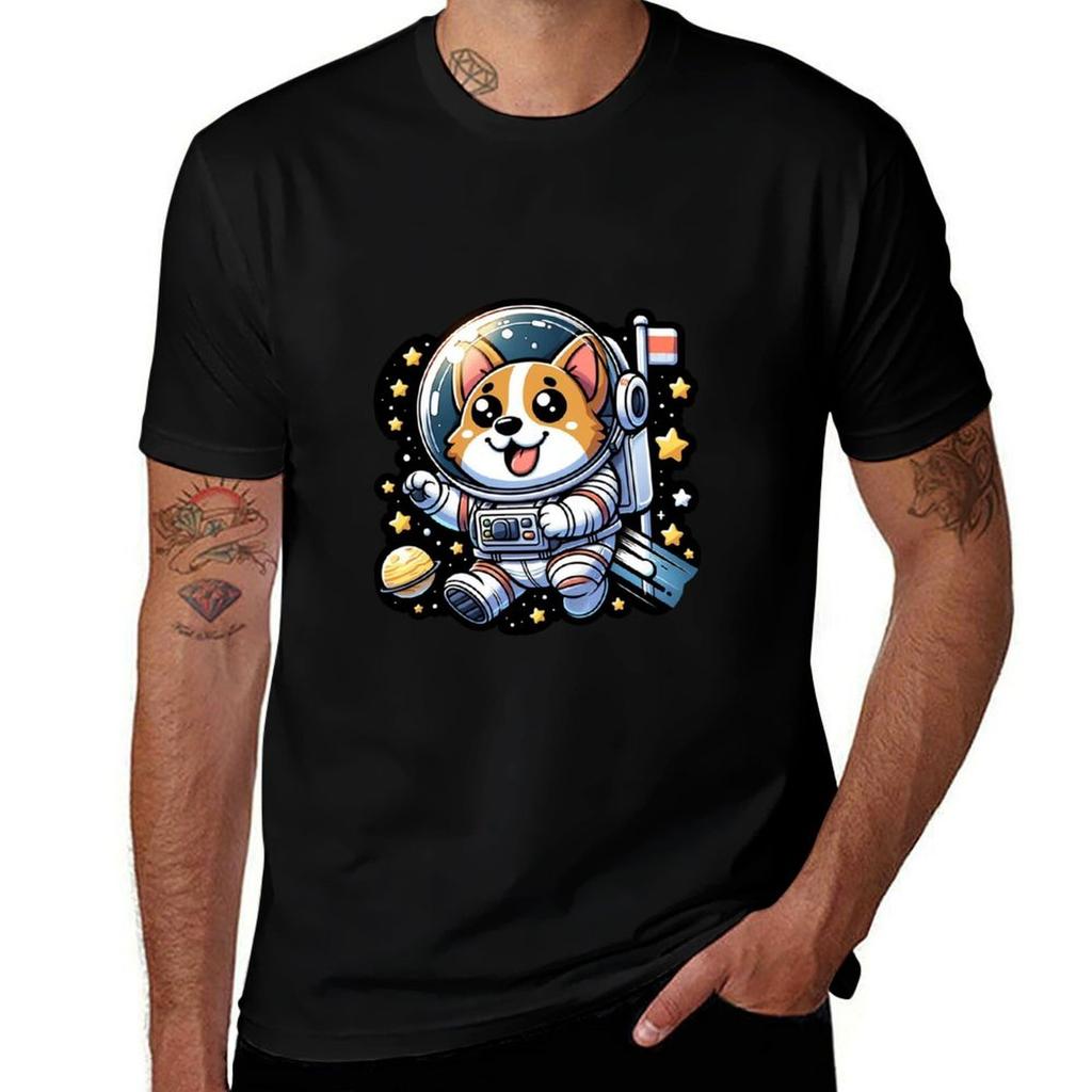 corgi astronaut TShirt Work Wear Simple Tee Shirt