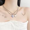 Colorful Butterfly Rabbit Collar Chain Cute Heart Pendant Necklace for Girls Sweet Heart Clavicle Chain Jewelry Women