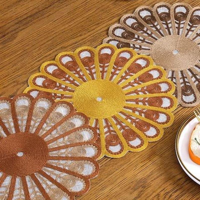 Lätt Lyx Broderi Lyxig Cirkulär Matskiva Bordsunderlägg Tallriksunderlägg, Vasunderlägg Bordslampa Underlägg Koppunderlägg Smyckesunderlägg Hem Retro Anti Skållningsunderlägg