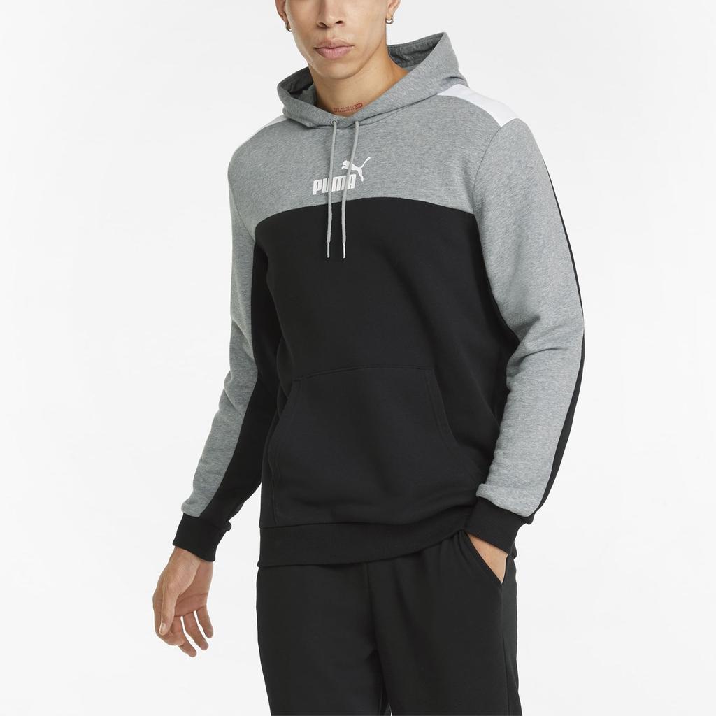 Puma Essentials+ Block Hoodie Color Block Letter Print Long Sleeve Sweatshirt Men Hoodies Black 847428-01