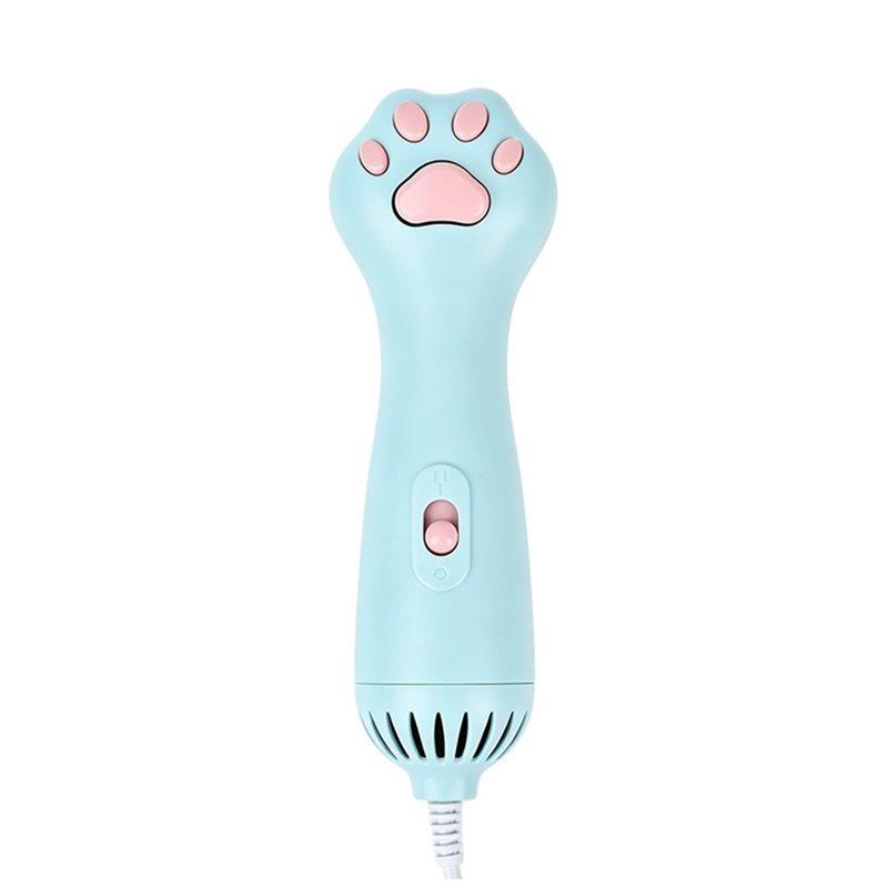 AT19-Electric Slicker Comb& 2-In-1 Pet Hair Dryer& Grooming Brush Portable Pet Blower Cute Cat Paws For Massage Drying EU Plug