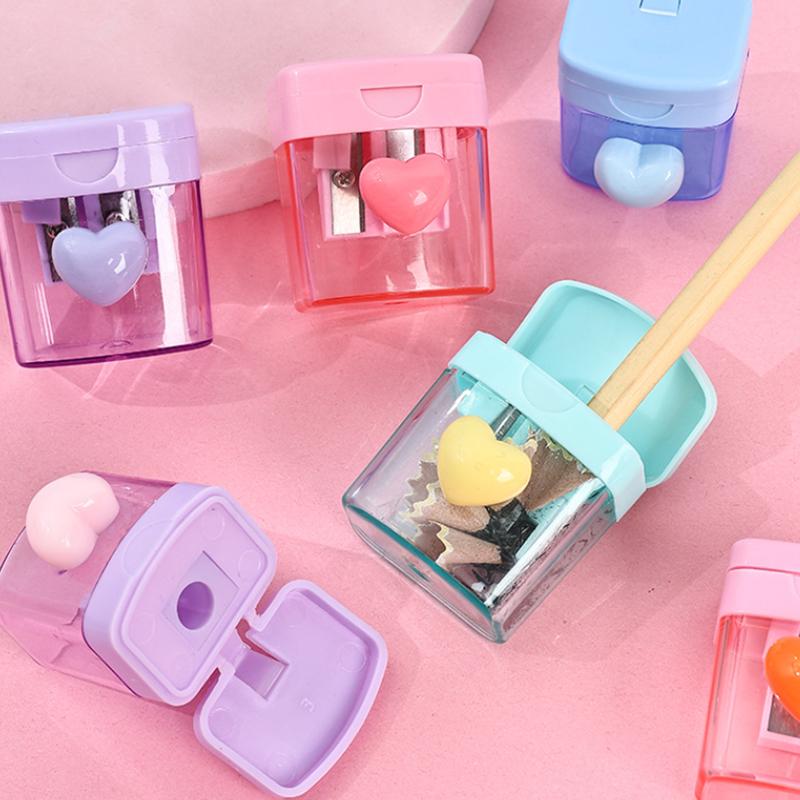 2Pcs Cartoon Pencil Sharpener Single/Double Hole Pencil Cutter Tool Student Stationery Simple School Office Supplies