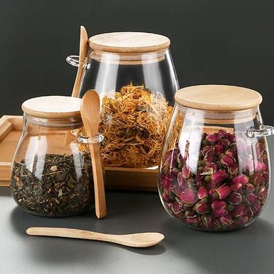 Récipients Hermétiques Pour le Stockage Alimentaire Pots Bocal en Verre avec Couvercle Récipient Scellé Boîtes à Sucre et à Thé Hermétiques Cuisine Bocaux à Café