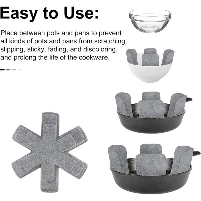 12 Pièces Protege Poele Feutrine, Résistant à la Chaleur et Antidérapant Protection poele et Casserole, Convient pour Protéger e219