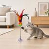 Cat Bell Ball Funny Stick with Suction Cup, Spring Rod Interactive Feather Toy Attention Grabber Bell, Colorful Teaser for Indoor Cats And Kittens