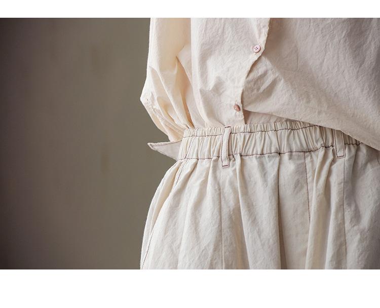 Women's Three-Season Retro Elastic Waist Wide-Leg Pants - Simple and Stylish In Raw Embryo Color