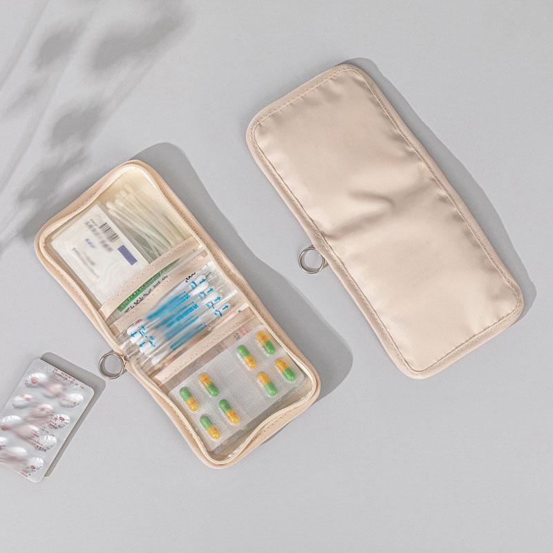 Mini Medical Pouch Portable Foldable Large Opening with Zip Sort First Aid Kit Outdoor Travel Essential Storage Bag