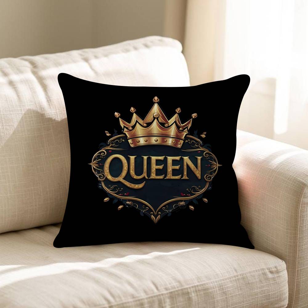 Cuscino Personalizzato Corona Re Regina Lettera Copertura Antipolvere Camera da Letto Bambini Festa Decorazione Federa Compleanno Regalo Bambini