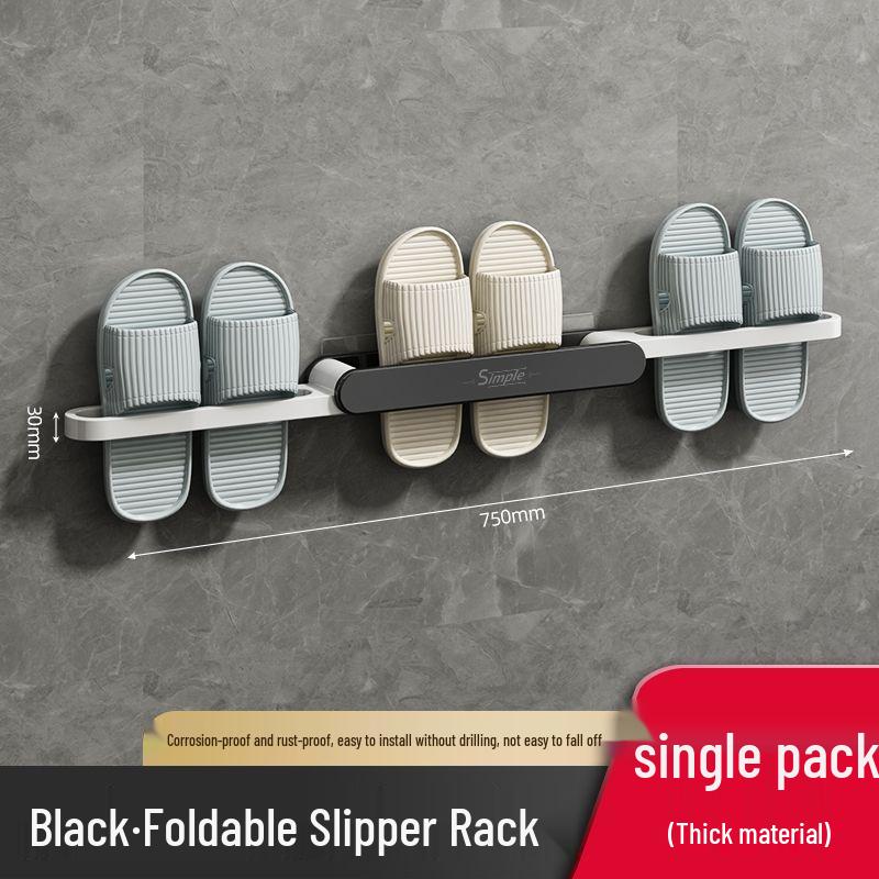 Punch-Free Wall-Mounted Bathroom Slipper Rack for Home Storage