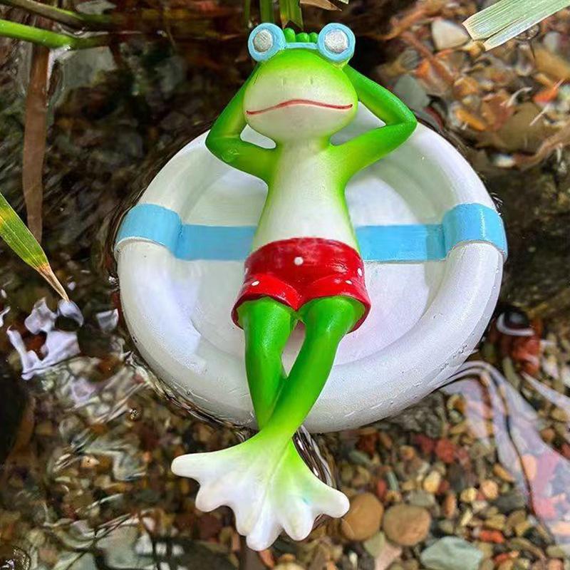 Schwimmende Froschstatue, Frosch-Teichdekoration, Farbechte, Leicht schwimmende, Wasser schwimmende Harztier-Figur, Gartendekoration