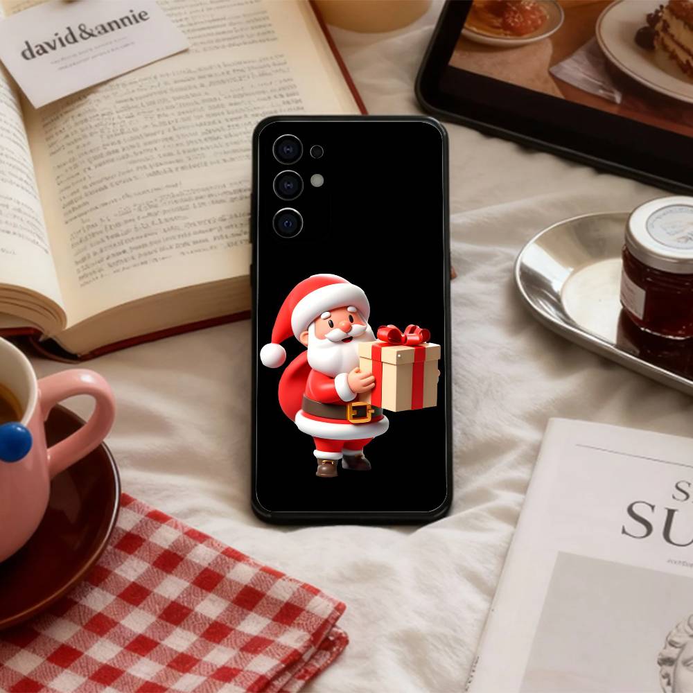 C-Christmas C-Cartoon Santa Silicone  Phone Case For Samsung S 25,24,23,22,30,21,10,9,Ultra,Plus,Lite,FE,4,5 G Soft Black Case