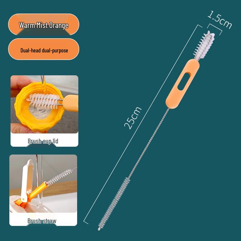 Detachable Thermos and Baby Bottle Cleaning Brush with Wood Pulp Cotton