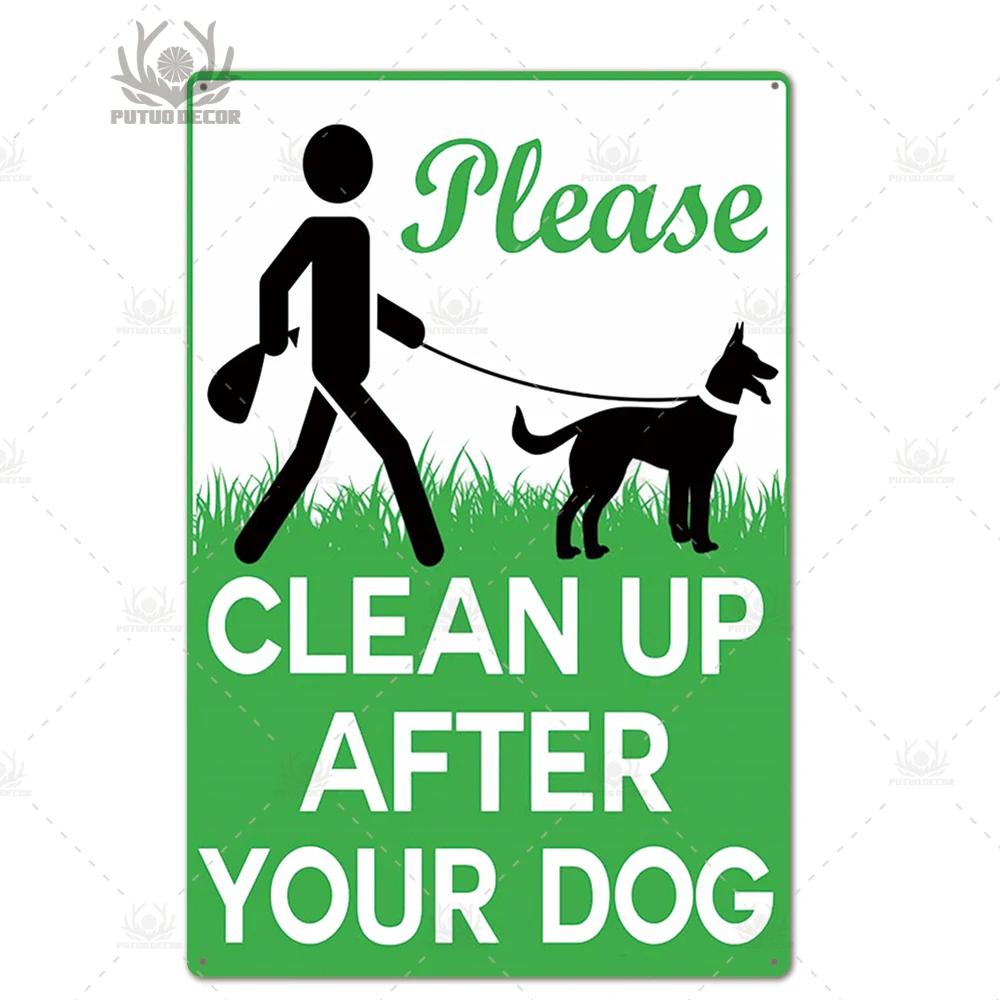 Beware Vintage Tin Sign Plaque Metal Plate Guard Dog Signs for No Trespassing Farmhouse Wall Art