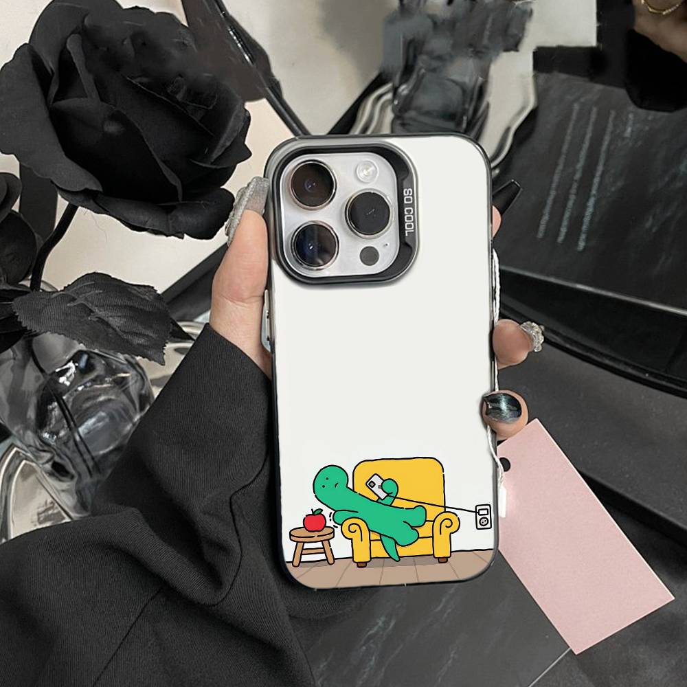 Süße Cartoon K-Jurassic Handyhülle Für IPhone 16 17 15 14 12 13 Pro Max Schwarze Farbe Stoßfeste Hülle
