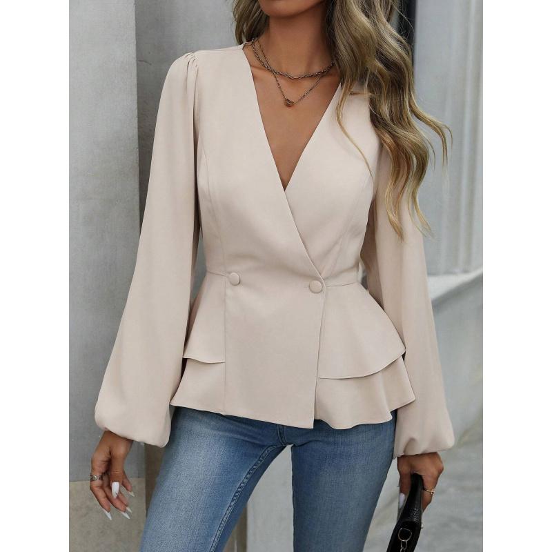 Spring And Autumn New Women Fashion Suit Jacket Elegant Slim-Fit Waist-Cinching Blouse