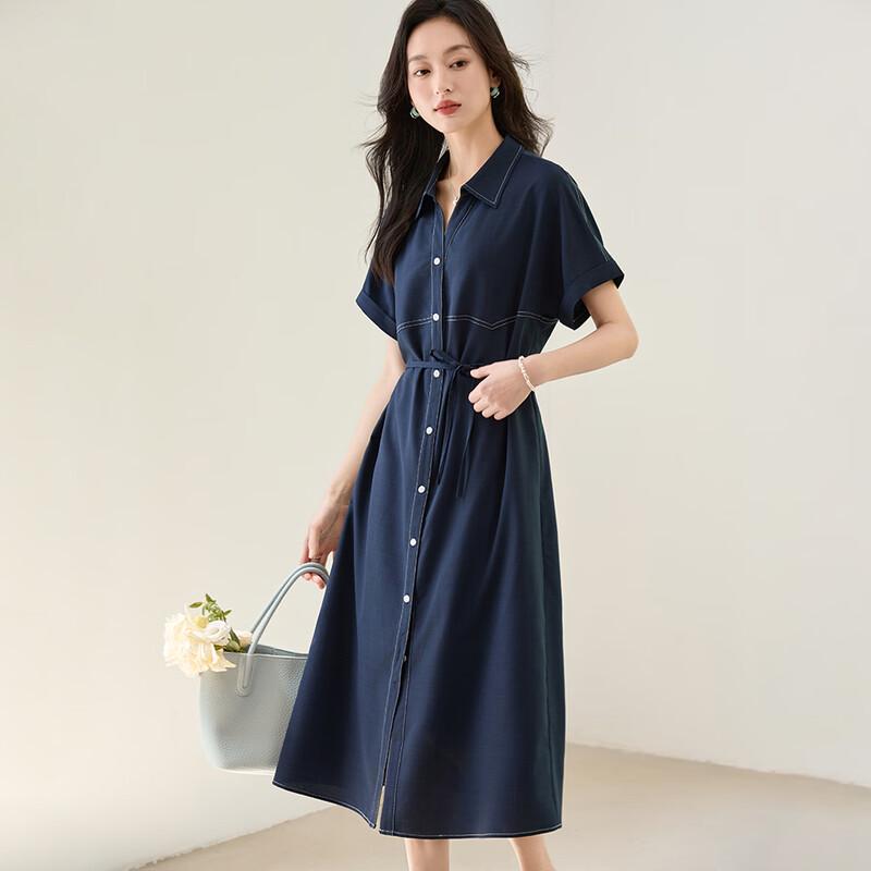 Women's Loose Fit Lapel Shirt Dress