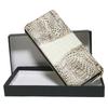 Bercute White and Brown Crocodile Long Wallet for Men and Women, Authentic Leather, Crocodile Leather, Round Zipper, Slim, Large Capacity, Popular