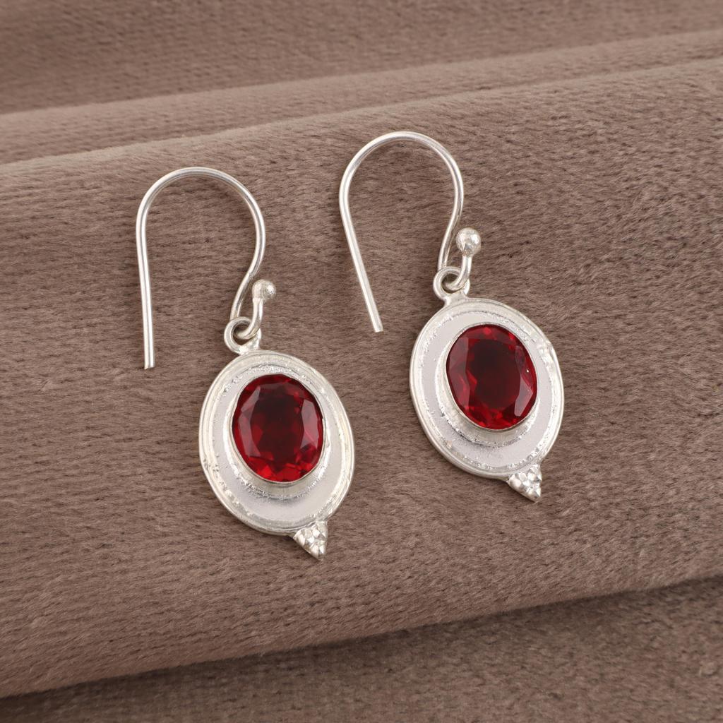 Bijuterii granat roșu, cercei din argint solid 925, cercei bijuterii cu pietre prețioase lucrate manual pentru Ziua Memorială