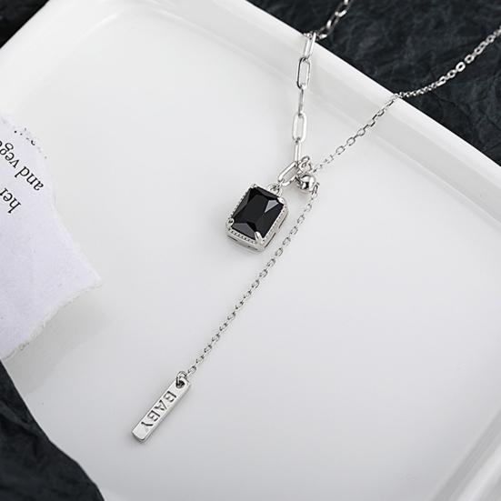 Anhänger Halskette Quadratischer Buchstabe Quaste Schmuck Schwarz Strass Spleißen Schlüsselbein Kette Geburtstagsgeschenke