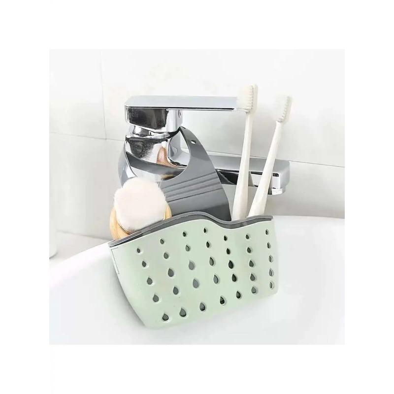 1pc Sink Sponge Holder Silicone Organizer Box Adjustable Shoulder Strap Drain Rack Kitchen Sink Suction Sponge Holder Faucet