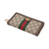 Gucci Portafoglio Unisex Lunga Cerniera Tela e Pelle con Striscia Logo Ophidia Marrone Ebano 523154-96IWG-8745