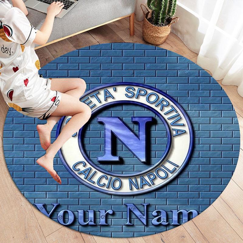 SSC Napoli Custom Name Round Area Rug,Carpet Rug for Living Room Bedroom Sofa Playroom Decor,Non-slip Floor Mat