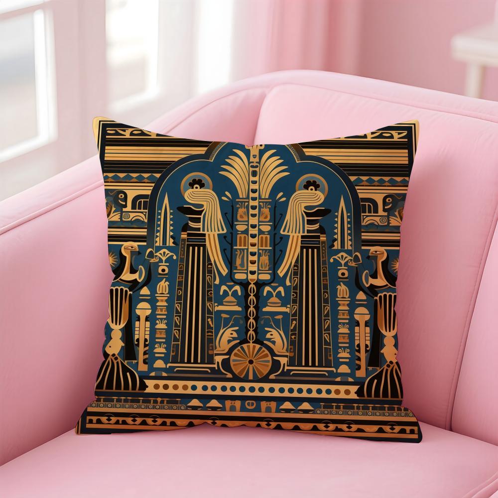 Historical Style Egypt Pharaoh Cultural Style Cushion Cover Linen Pillowcase Cover Soft Decor for Sofa Home Room