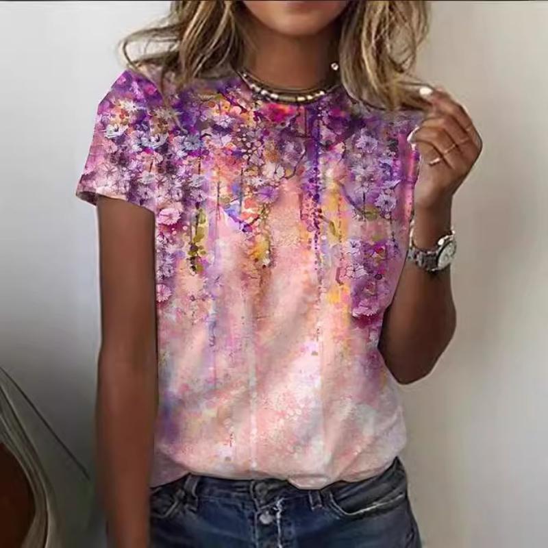 Stylish Loose Short Sleeve Printed Women's Top Comfortable T-Shirts Women’s